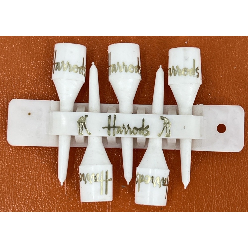 Vintage Harrods Signature Gold Logo‎ Golf Tee Set of 5 Plastic
